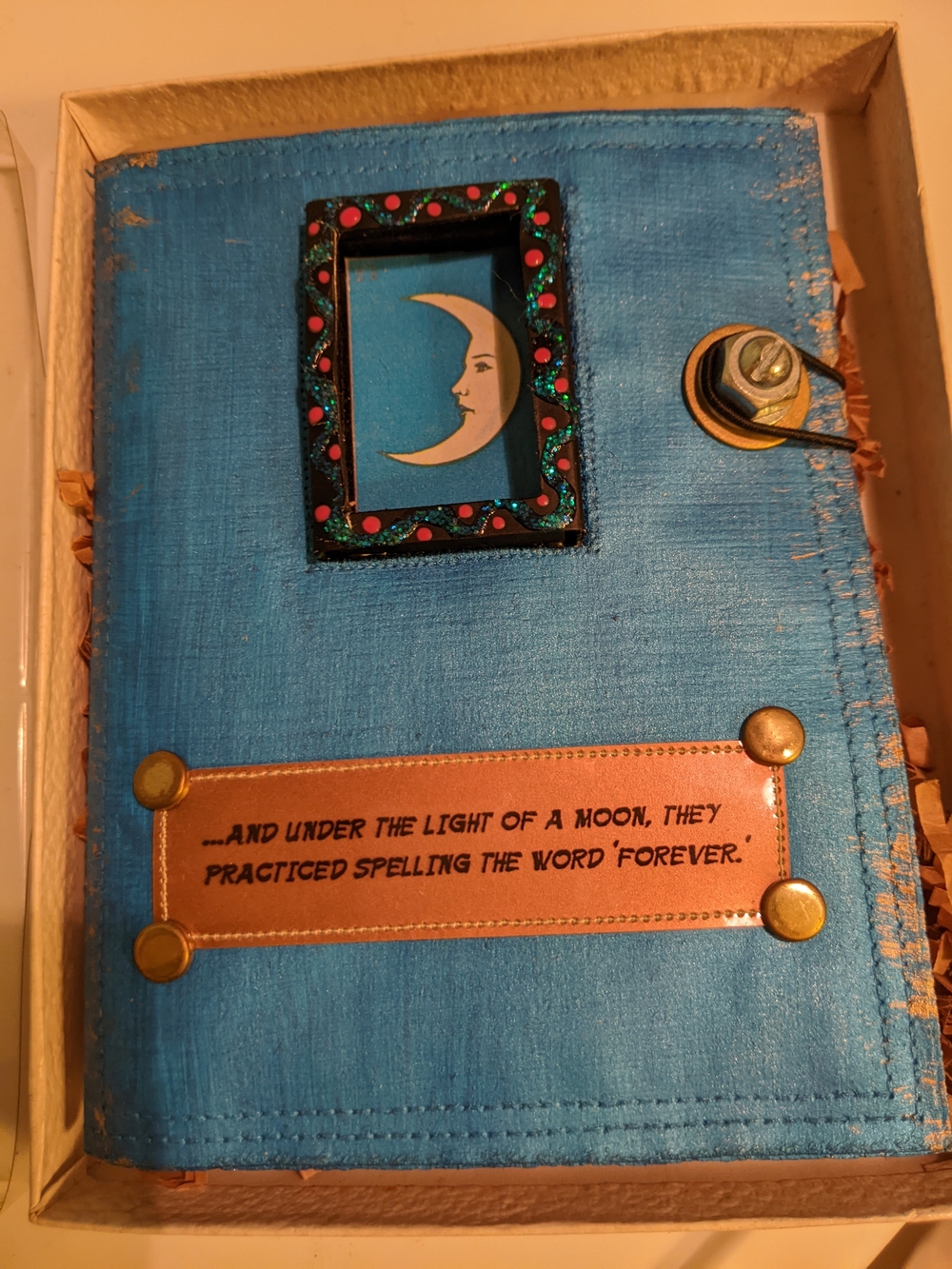Moon Embellished Handcrafted Blue Journal